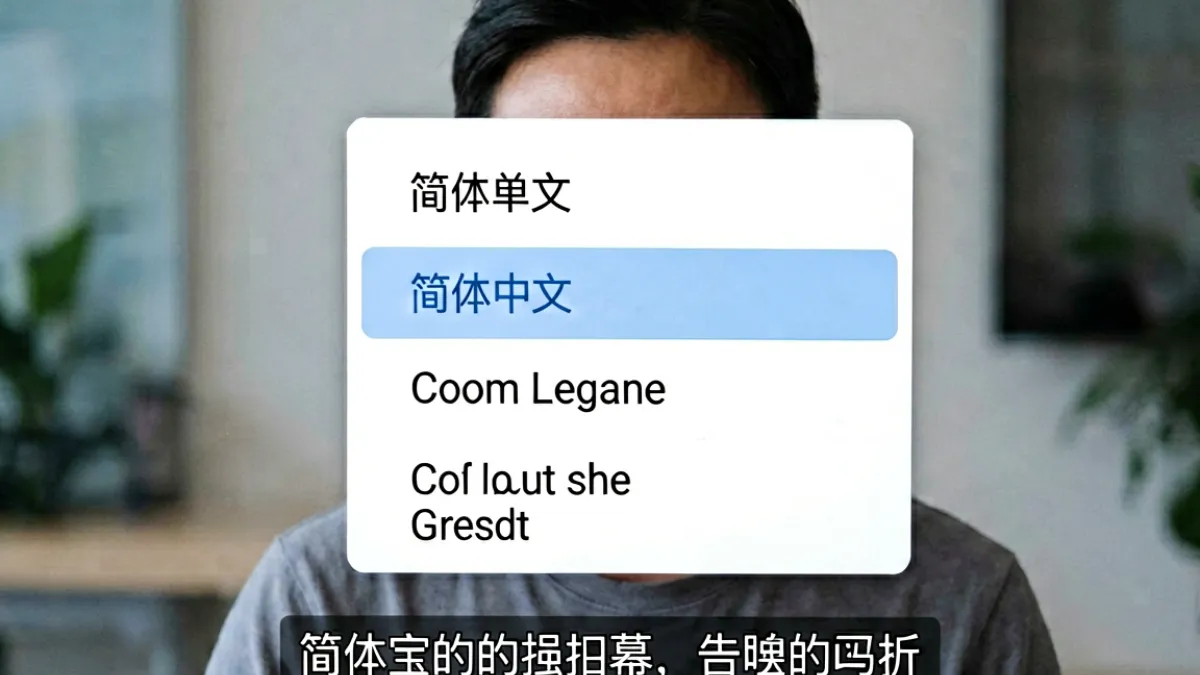 蜜桃视频播放页字幕切换功能演示，显示中英文双语字幕选择界面